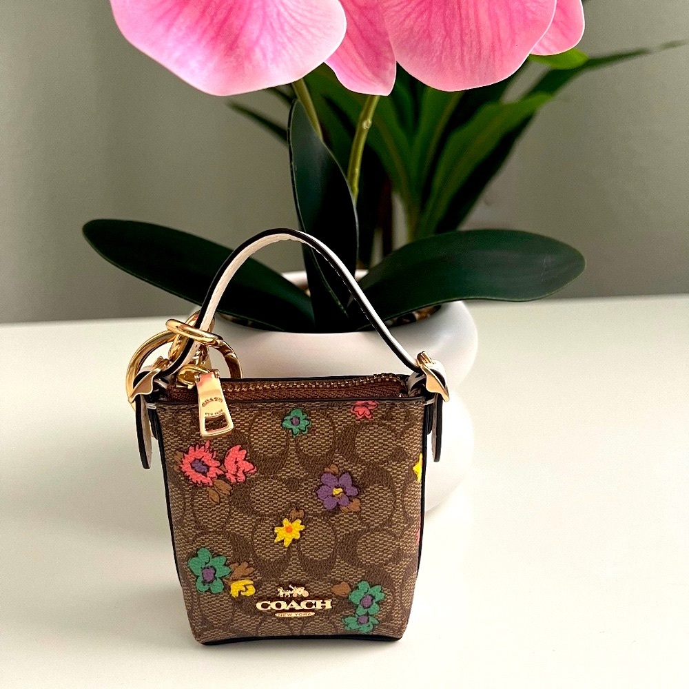 Coach Val duffle bag floral bag charm